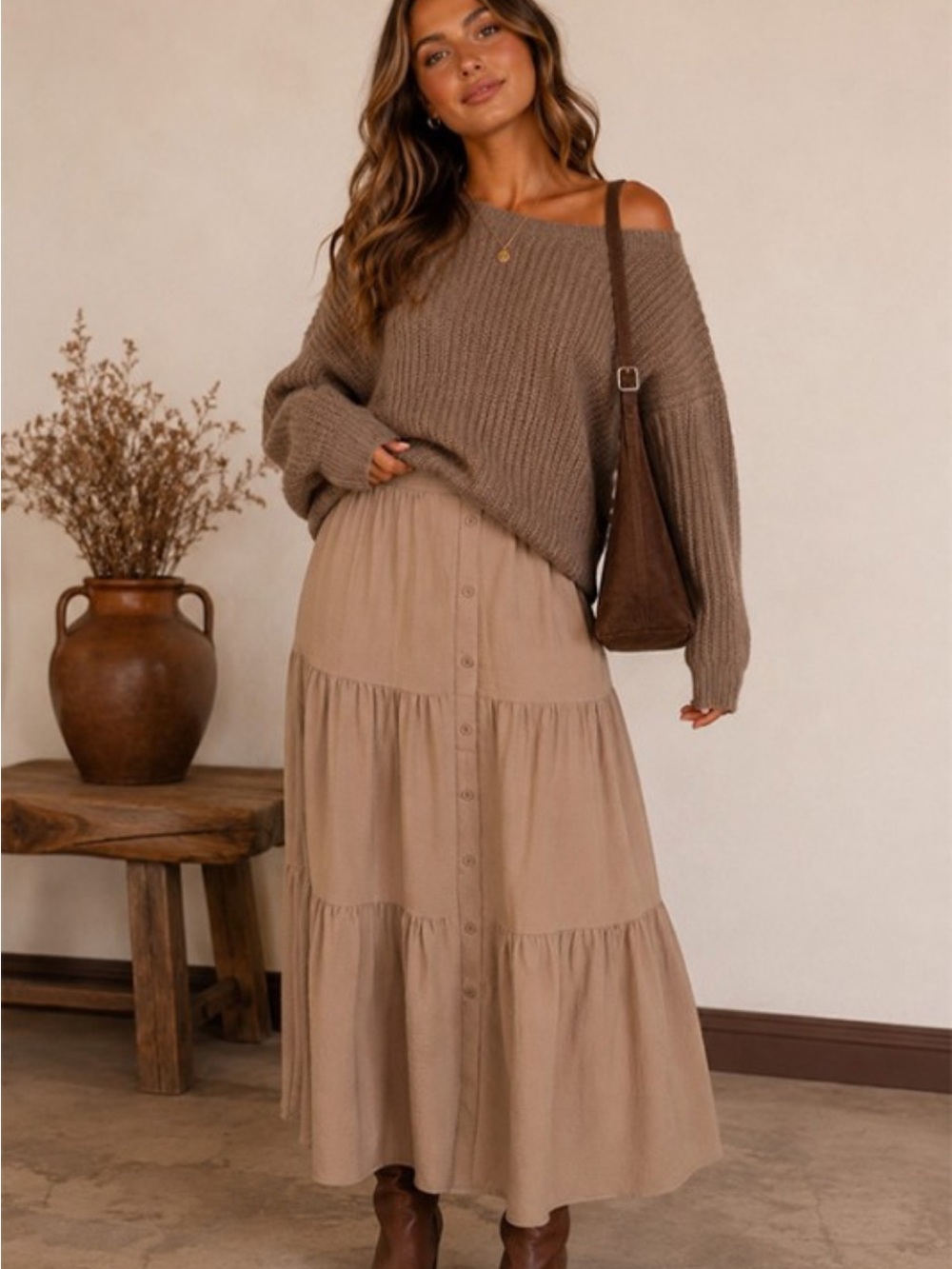 🆕🤍 KHAKI MAXI SKIRT